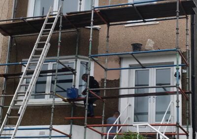 scaffolding outside a house that is getting a roughcasting service